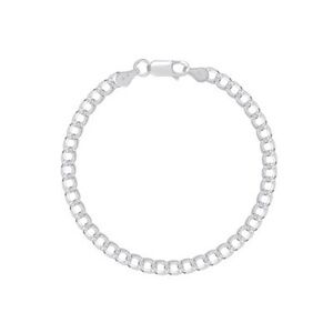 925 SILVER CURB PAVE CHAIN BRACELET 7 INCHES